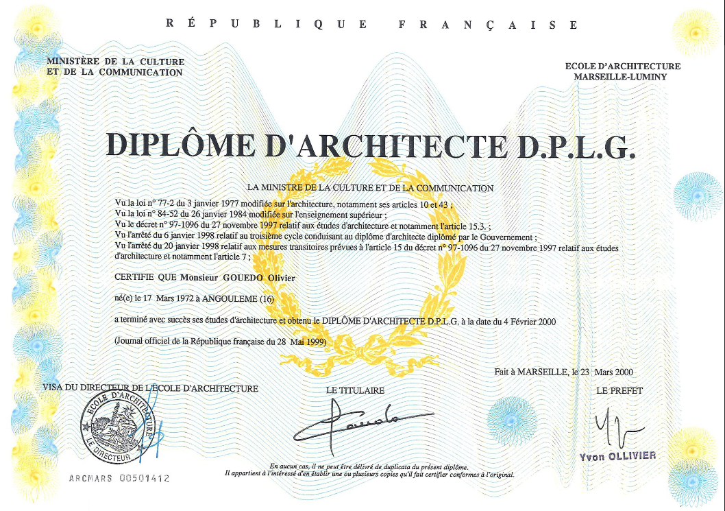 Diplôme d'architecte DPLG